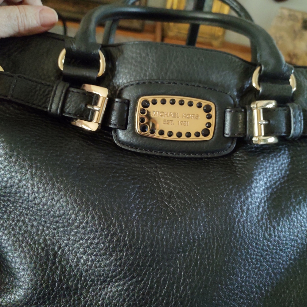 Michael Kors Black Satchel with Gold Accents